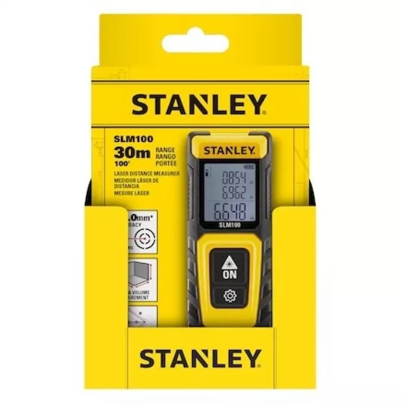 Distance meter STANLEY SLM100 — laser range 30 m, compact handheld measuring tool