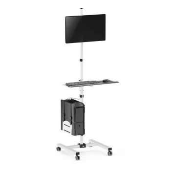 Maclean professional laptop stand cart, mobile computer workstation on wheels, max 17-32, max 20kg, MC-793