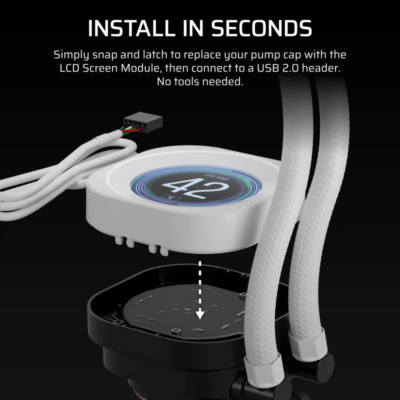 Display Corsair Nautilus RS Liquid Cooling System White 78mm