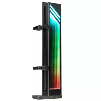GPU support bracket Kolink Core Pro Aluminium with ARGB infinity mirror effect, height-adjustable, supports up to two GPUs, black