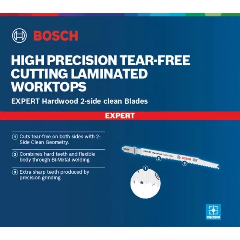Bosch EXPERT ‘HARDWOOD 2-SIDE CLEAN’ T308 BF Jigsaw blade Bimetal 5 pc(s)