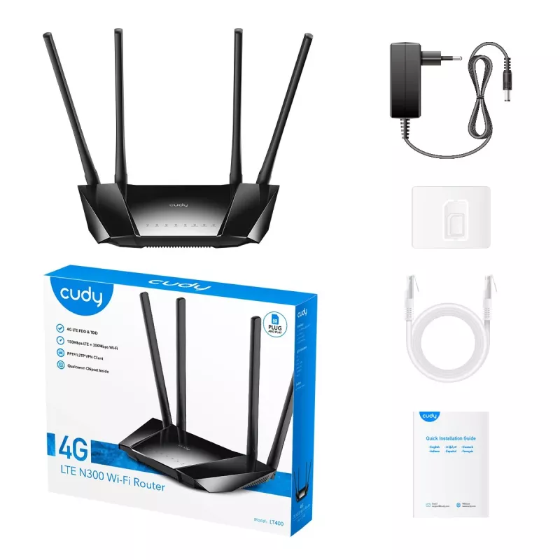 Cudy LT400 Wireless Router Fast Ethernet Single-band (2.4 GHz) 4G Blac
