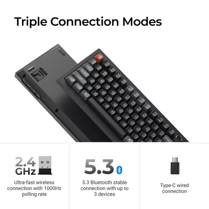 Mechanical full-size (100%) keyboard Keychron V6 Ultra 8K — QWERTY, Bluetooth, RGB LED, Black