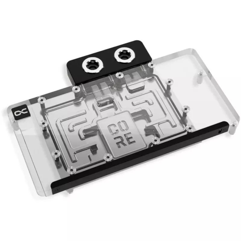 Graphics card water block Alphacool Core RX 9070 XT Hellhound+ Transparent Chrome with backplate