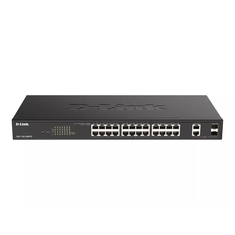 D-Link DGS-1100-26MPV2/E network switch Managed L2 Gigabit Ethernet (10/100/1000) Power over Ethernet (PoE) Black
