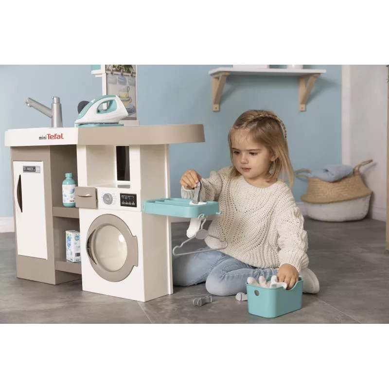 Smoby 311050 toy kitchen with laundry area and accessories