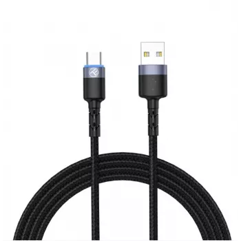 Data cable Tellur USB to Type-C LED nylon braided 1.2 m Black