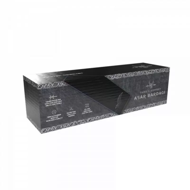 L33T Gaming 160406 Asar Bardagi XXL RGB Gaming mousepad, Fast surface. 920 x 294 x 3 mm, Black