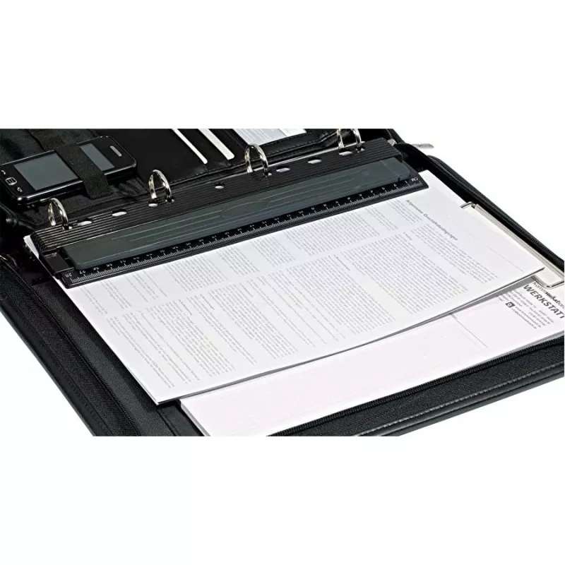 Hole Punch WEDO 67 9401 — 4-hole metal punch, black, punching capacity 3 mm, 66 mm width