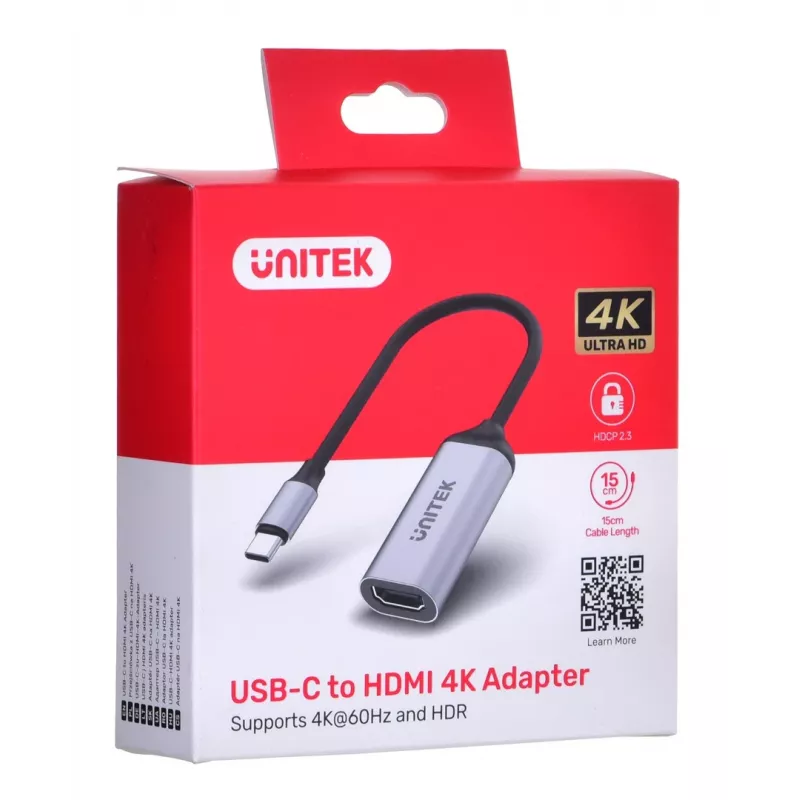 UNITEK V1420A Video Cable Adapter 0.15 M USB Type-C HDMI Grey