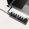 USB3.2 Gen1 hub, 7 port on/off switch black