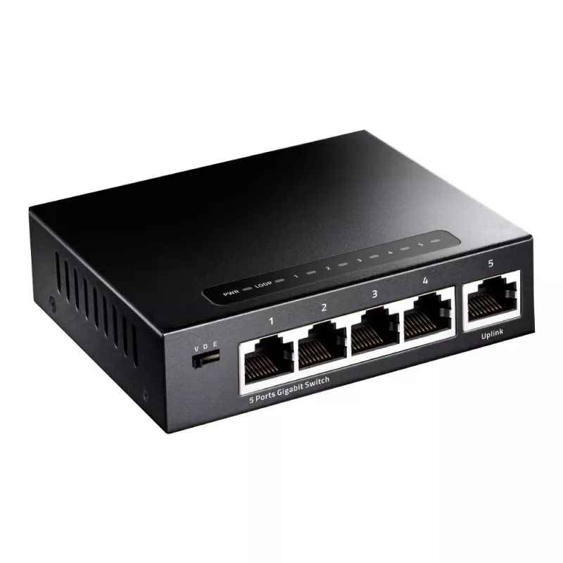 Network switch Cudy GS105 — 5‑port Gigabit Ethernet (10/100/1000), black, 5 V DC power included