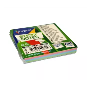 Sticky notes FORPUS FO42071 75×75 mm, pad in mix of 4 pastel colours