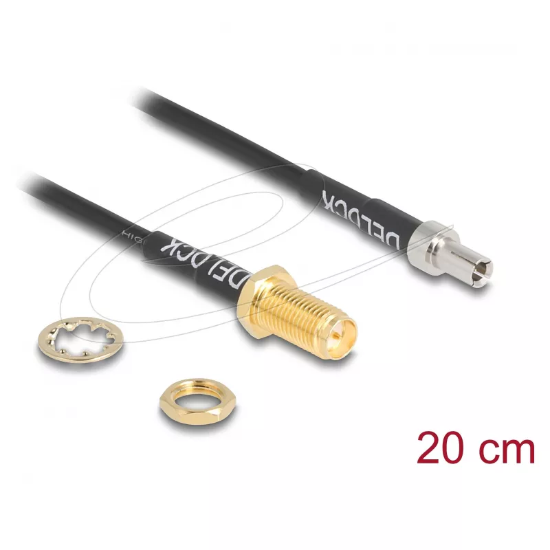Coaxial cable DELOCK 90919 RG-174, 20 m, RP-SMA to TS9, black