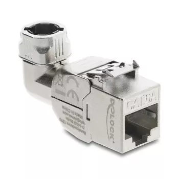 DeLOCK Keystone Module RJ45 jack to LSA Cat.6A metal latch tool-free 90° angled shielded