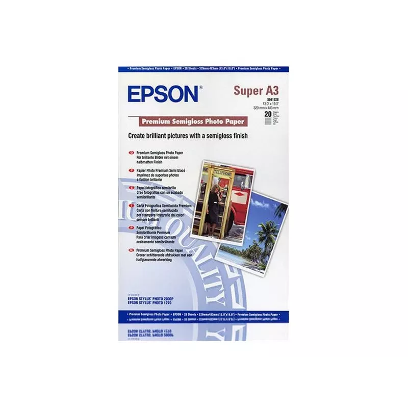 Epson Premium Semigloss Photo Paper, DIN A3+, 250g/m², 20 Sheets
