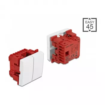 Pushbutton switch DELOCK Easy 45 1P White — 250 V AC, 10 A, 45×45×37 mm
