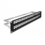 DeLOCK 19 inch Keystone Patch Panel 48 port with strain reliefs 2U black
