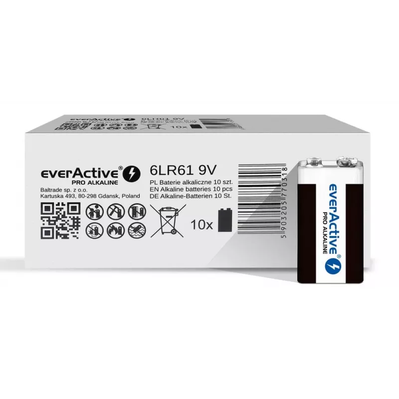 Battery Alkaiczna EverActive Pro Alkaline 6LR61 9V