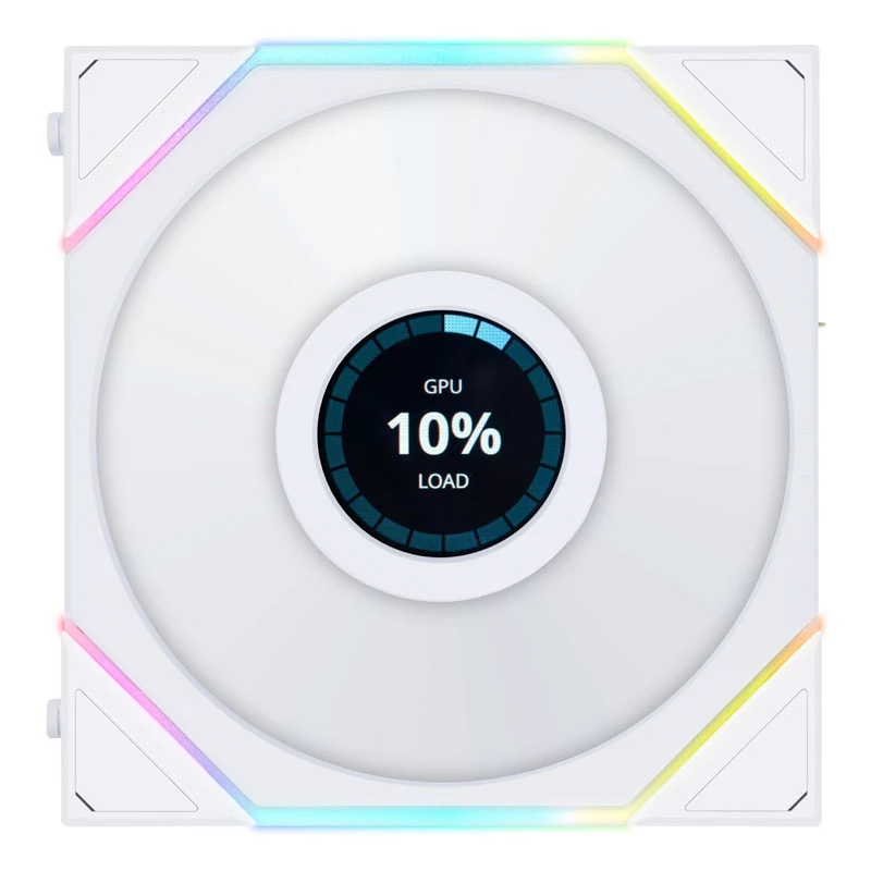 LIAN LI UNI FAN TL LCD 120mm ARGB Case Fans - White 3-Pack