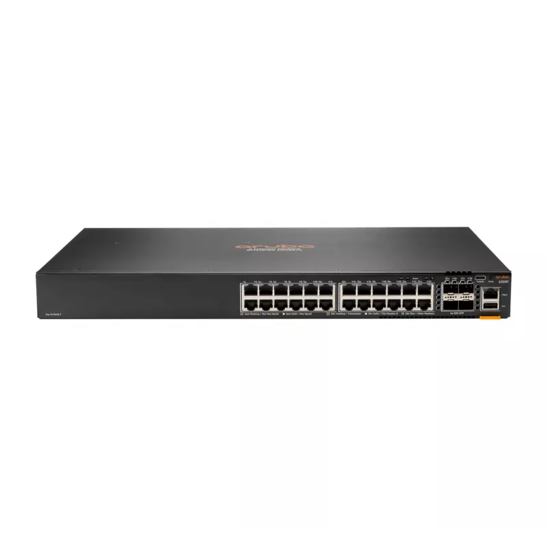 HPE - Aruba Serie - Aruba 6300F - Switch - L3 - managed - 24 x 10/100/1000 + 4 x 1 Gigabit / 10 Gigabit / 25 Gigabit / 50 Gigabit SFP56 (Uplink / Stacking) Front and Seite to Hinte