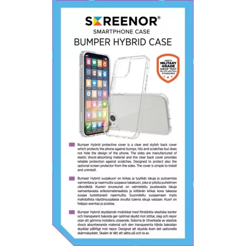 Screenor BUMPER mobile phone case Transparent iPhone 16e 15.5 cm