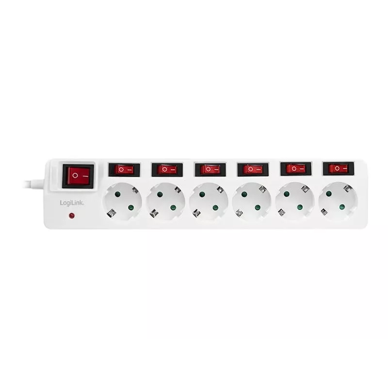 Power Extension LogiLink LPS250 1.5m 6 AC Outlets Indoor White