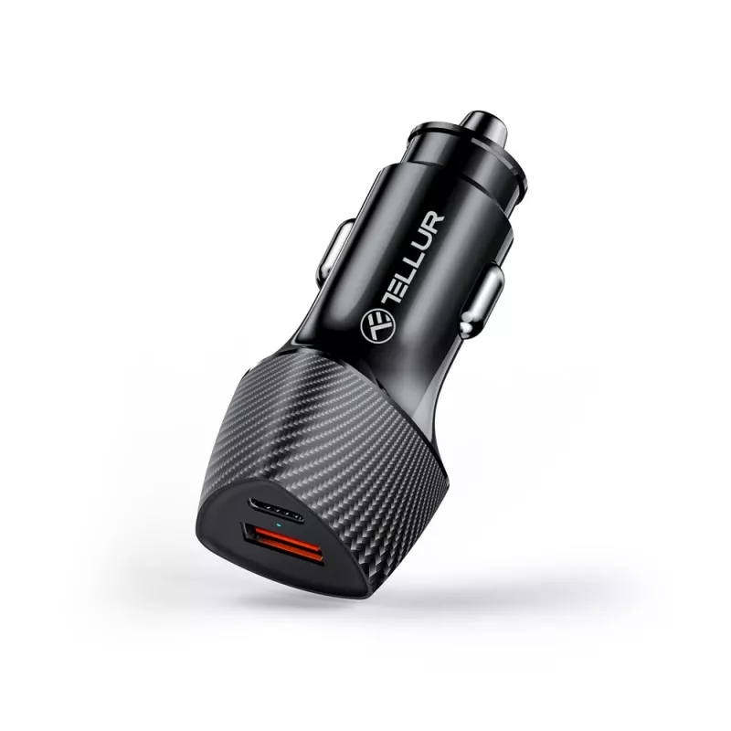 Car Charger Tellur FCC10 38W 6A PD20W QC3.0 — USB-C and USB-A vehicle power adapter