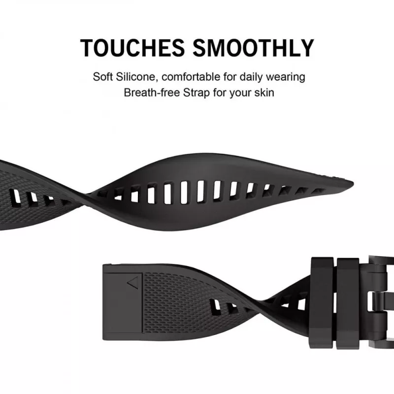 Watch strap Tech-Protect for Garmin Fenix series — compatible with Fenix 3, 5X, 3HR, 5X Plus, 6X, 6X Pro, 7X — Black