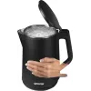 Electric kettle Gorenje K15DWBK — 1.5 L, 2200 W, black, button control, 360° base