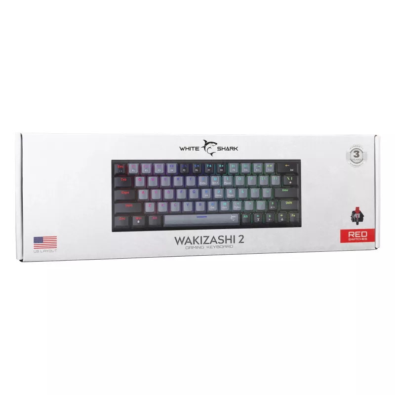 Mechanical gaming keyboard White Shark WAKIZASHI-2 US layout grey-black with red switches