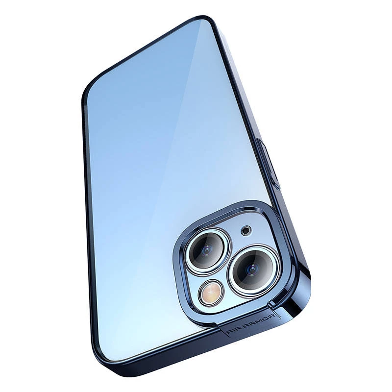 Protective case and tempered glass set Baseus for iPhone 14 Plus — Glitter transparent blue