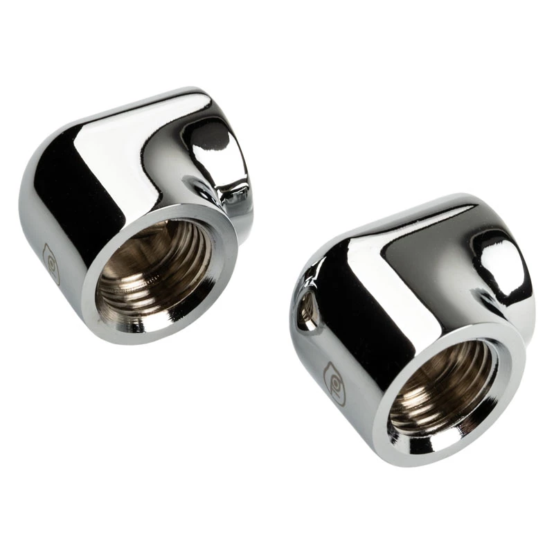 Bitspower Touchaqua Adapter 90 degrees G1/4 inch IG to G1/4 inch IG - 2-Pack, Silver
