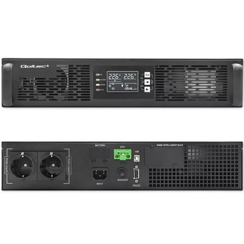 Qoltec 52285 uninterruptible power supply (UPS) Double-conversion (Online) 1 kVA 1000 W 2 AC outlet(s)