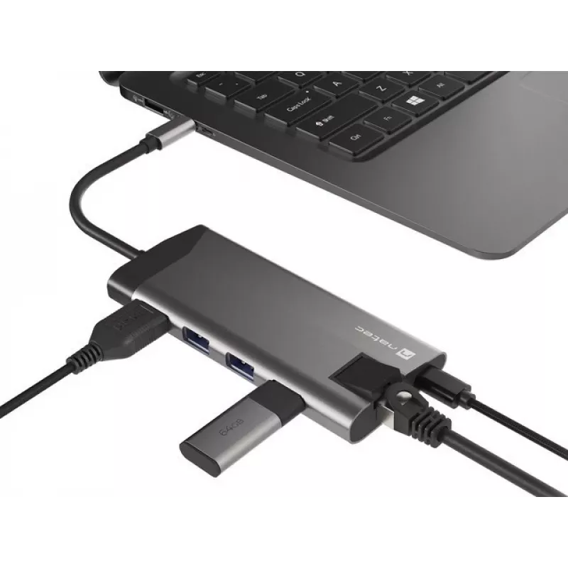 NATEC Fowler Plus USB Type-C Black Grey MicroSD SD Hub