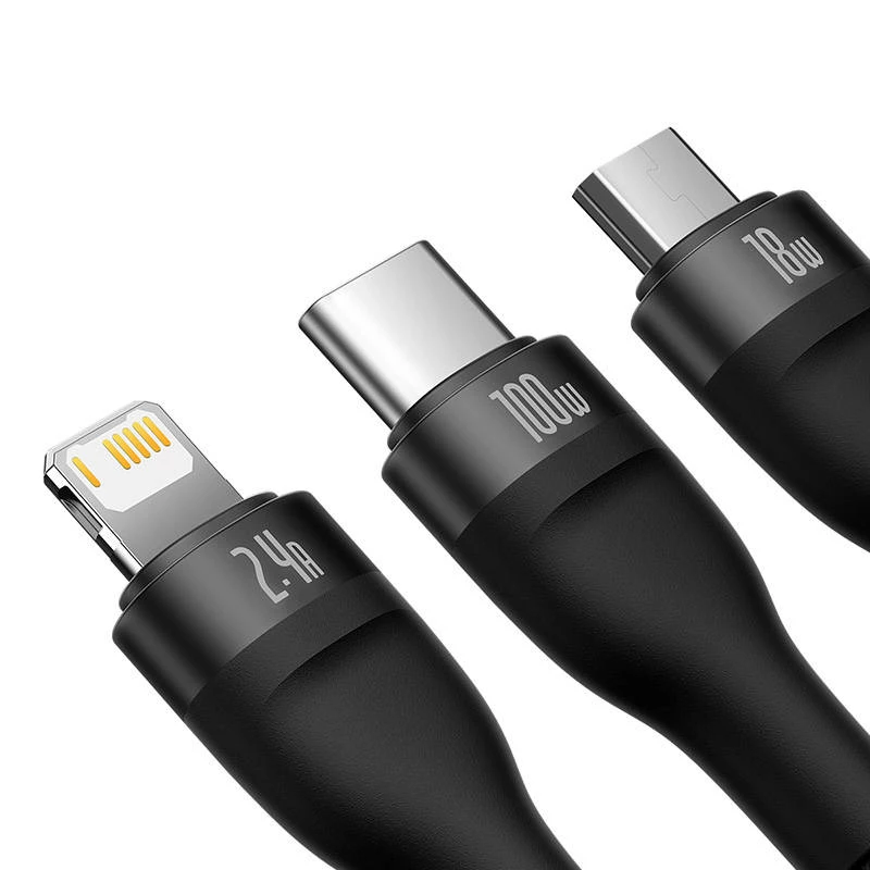 USB Cable Baseus SUP0003351 1.2m USB A USB C/Micro USB-A/Lightning Black