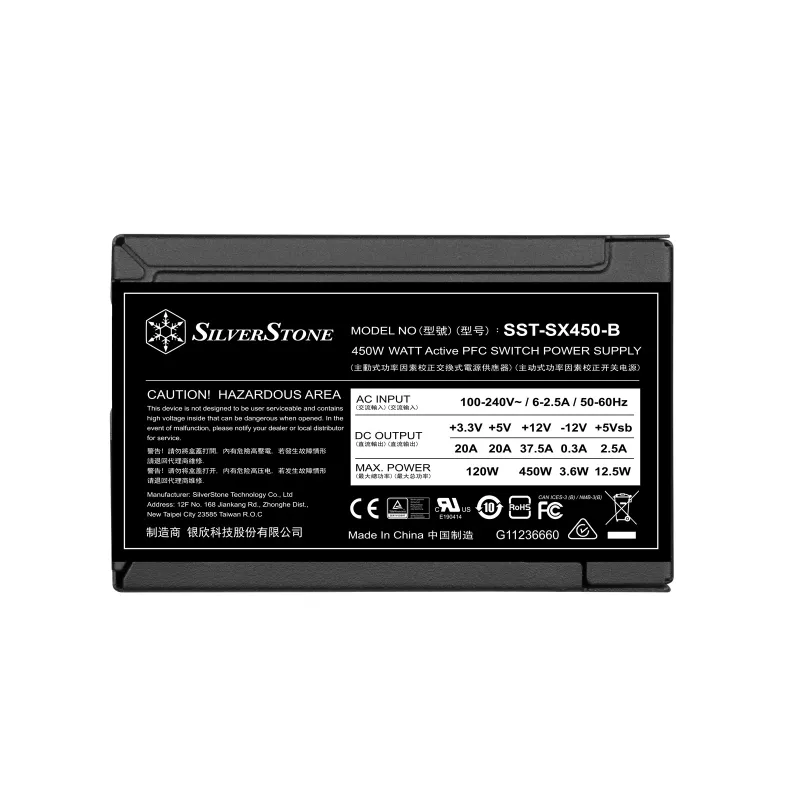 SilverStone SST-SX450-B - Power Supply (Internal) - ATX12V 2.4/ SFX12V - 80 PLUS Bronze - AC 90-265 V - 450 Watt - active PFC - Black