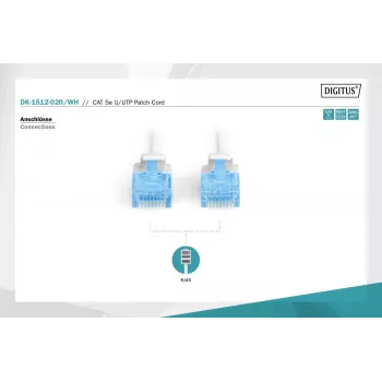 Network Cable Digitus CAT 5e U/UTP RJ-45 2m White
