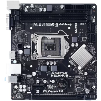 Motherboard BIOSTAR H61MHV3 micro ATX, Intel H61 chipset, LGA 1155, DDR3, 2x DIMM, 4x SATA II, HDMI, VGA