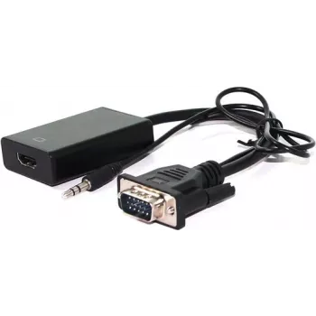VALUE - HDMI-Adapter - HDMI / VGA / Audio - HDMI (W) to HD-15, stereo mini jack (M) - 15 cm - Black (12.99.3117)