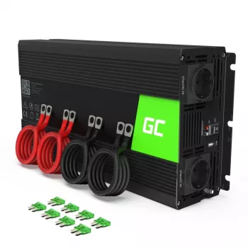 Power inverter Green Cell INV15 3000W DC 12V to AC 230V, USB port, active cooling, black