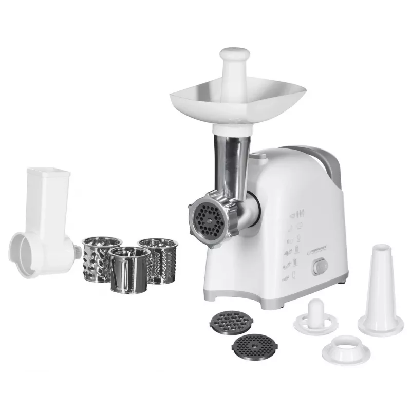 Meat grinder ESPERANZA EKM033, 2200 W, white, stainless steel blade, reverse, sausage horn, kebbe maker