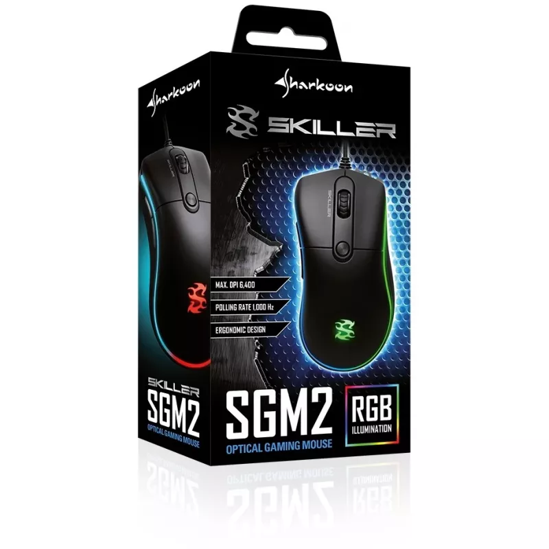 Sharkoon Skiller SGM2 Gaming Mouse Wired Ergonomic optisch 6 Buttons Black