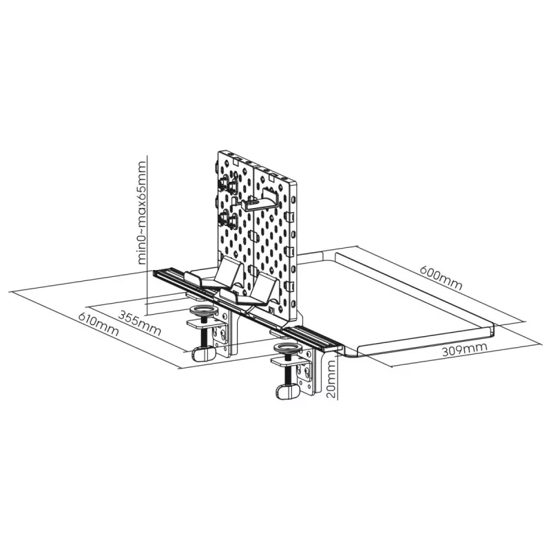 Desk extension shelf NanoRS RS174 — compact monitor/small-item shelf, load capacity 20 kg