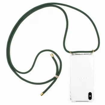 Phone necklace case Lookabe for iPhone X / Xs — gold with green strap