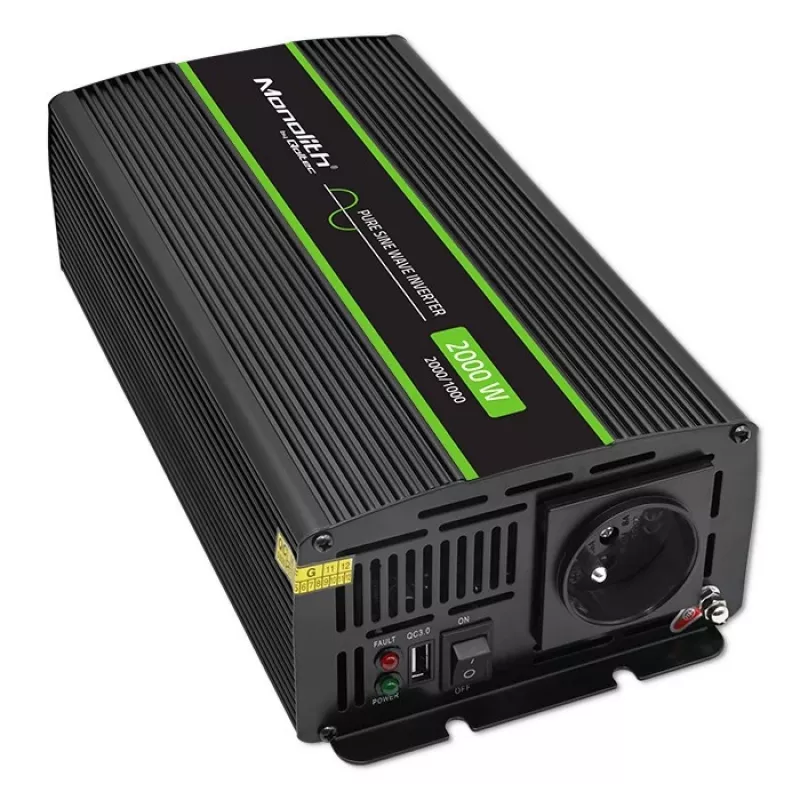 Car inverter Qoltec Monolith 2000 W Black 24 V