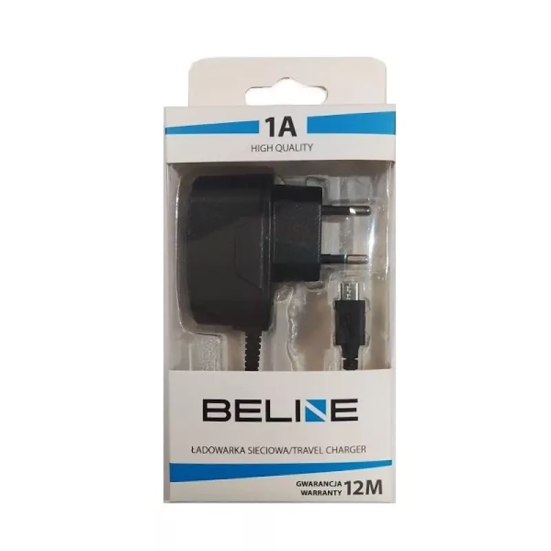 Travel charger Beline Beli0013 microUSB 1A black — compact 1A USB wall adapter