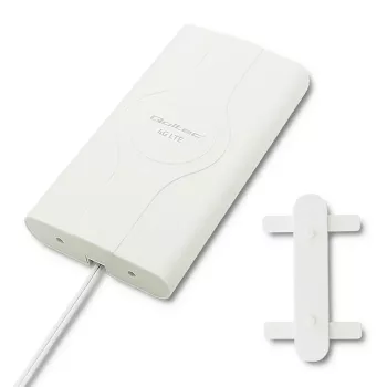 Omni-directional antenna QOLTEC 57013, 0.6–2.7 GHz, 30 dBi, vertical polarization, 50 Ω, white ABS housing