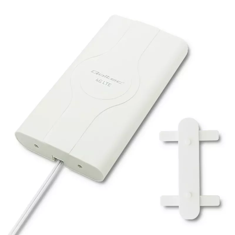 Omni-directional antenna QOLTEC 57013, 0.6–2.7 GHz, 30 dBi, vertical polarization, 50 Ω, white ABS housing