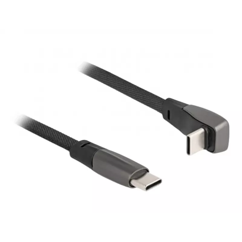 DeLOCK USB 2.0 Flat Ribbon Cable USB Type-C male to USB Type-C male angled PD 3.0 60 W 14 cm black